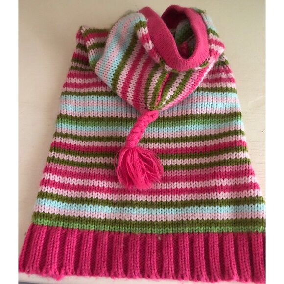 Pet Dog Apparel Striped Sweater with Hood Size Medium - Picture 3 of 8
